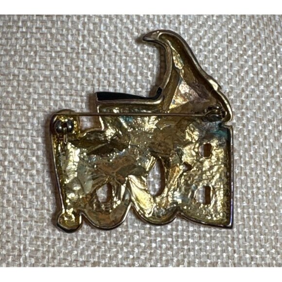 Halloween Witch Boo! Enamel Brooch Pin 2" Broom - Picture 5 of 5
